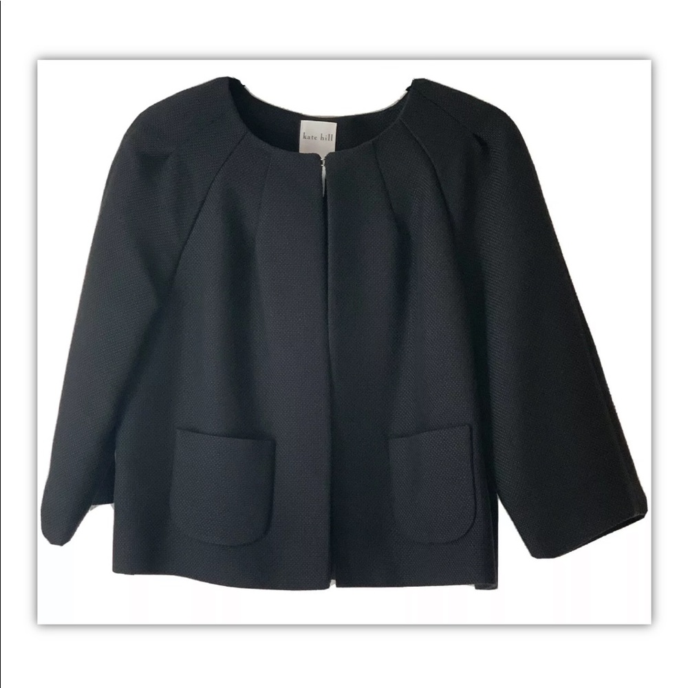 Kate Hill All Season Lined Black Jacket Blazer Relaxed/Swing Style Sz 12